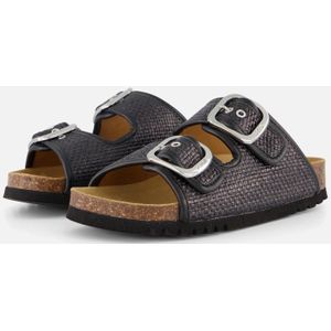 Scholl - Noelle Raffia Slipper - Zwart - Raffia - Suède Binnenzool