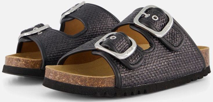 Scholl - Noelle Raffia Slipper - Zwart - Raffia - Suède Binnenzool