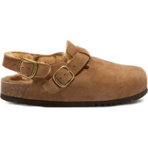 Scholl - Fae Backstrap - Gevoerde Suède Clogs - Cognac