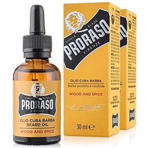 Proraso Wood & Spice Baardolie, 30 ml, 2 stuks