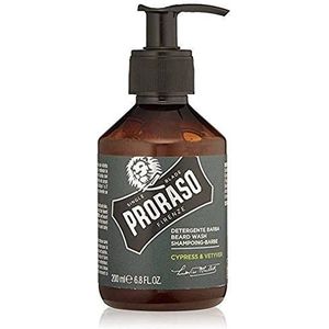 Proraso Cypress & Vetyver Beard Shampoo, professionele vochtinbrengende shampoo voor baardverzorging voor mannen die onzuiverheden verwijdert en effectief reinigt, 200 ml (verpakking van 1)