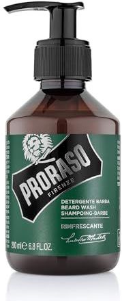 Proraso Beard Wash Refreshing, 200 ml, duftendes Bartshampoo reinigt, pflegt und erfrischt Bart & Haut, Waschgel entfernt Verunreinigungen sanft, Made in Italy