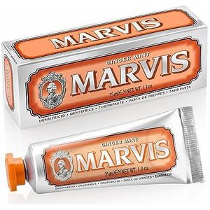 Marvis 411133,Ginger Mint 25 ml I tandcrème met zacht kruidige gember en munt I praktische reisgrootte I verwijdert plaque en hardnekkige bekledingen I met fluoride,25 ml (1er-pakket)