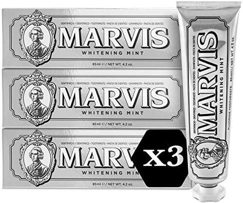 Marvis Whitening Mint Tandpasta, 3 x 85 ml, whitening tandpasta bevordert een natuurlijke tandbleking, tandpasta verwijdert tandpasta en geeft langdurige frisheid