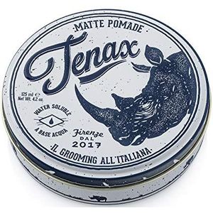 Tenax Haarwax voor heren, mat, middelsterke grip, 125 ml, matte wax op waterbasis, ultra sterke grip met extra glans, vormt nat of droog haar