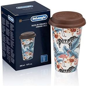 De'Longhi Reisbeker, dubbelwandige thermosfles voor warme en koude dranken, gemakkelijk mee te nemen, antislip siliconen hoes, 300 ml capaciteit, DLSC067