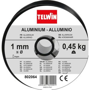Telwin 802064 spoel aluminium draad D. 1,0 mm 0,45 kg voor lassen, grijs