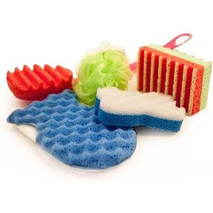 martini SPA - Sponge Starter - Set bestaande uit 1 handschoen, 1 borstel, 2 sponzen en 1 netspons met geschenkdoos en kaart, 45,5 x 10 x 16 cm, 5 eenheden - Made in Italy -