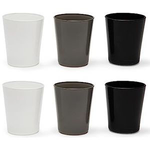 Excelsa Portofino Set van 6 glazen, wit/zwart/grijs, 30 cl., mondgeblazen glas