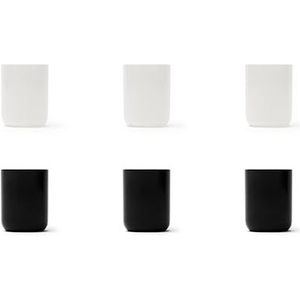 Excelsa Nordic set met 6 witte en zwarte glazen, bespoten glas, inhoud 350 ml.