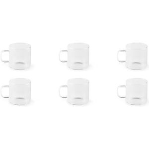 Excelsa Essential Set van 6 transparante koffiekopjes, borosilicaatglas, inhoud 140 ml.