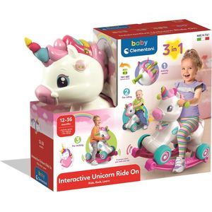 Baby Clementoni 17883 Schommel met eenhoorn, 3-in-1 schommeldier met interactief activiteitencentrum, voor kinderen vanaf 12 maanden, sensorisch en motoriekspeelgoed