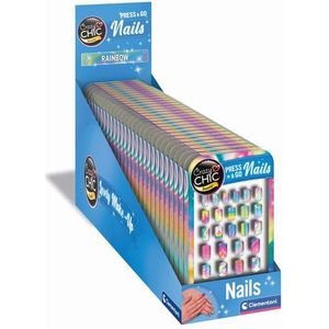 Clementoni - Crazy Chic - Press & Go Nagels - Regenboog - Set van 24 Nagels