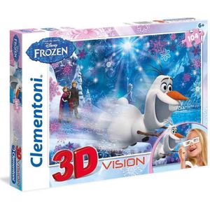 Clementoni - Frozen 3D Puzzel - Olaf - 104 Stukjes - Inclusief Speciaal Bril