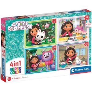 Clementoni Gabby�s Dollhouse 4-in-1 Super Colour Puzzles (12/16/20/24)