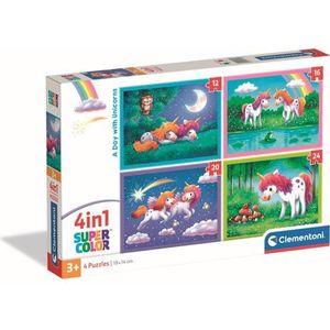 Clementoni - Kinderpuzzel 4-in-1 - Vloerpuzzel - Multikleur - 12-16-20-24 Tegels