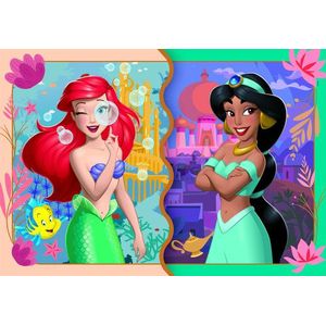 Clementoni - Kinderpuzzel 2 x 20 stuks Supercolor, voor kinderen vanaf 3 jaar, illustratie met Disney-prinsessen Ariel en Jasmine, cadeau-idee, Made in Italy, 27 x 18 cm, 24092