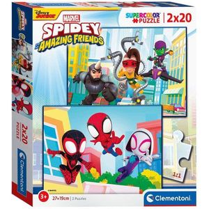 Clementoni Supercolor Puzzel Spidey and His Amazing Friends (2x20 Stukjes)