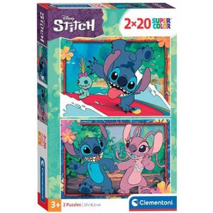 Clementoni - Disney Stitch Puzzel - 2 x 20 - Meerkleurig - Gemaakt in Italië