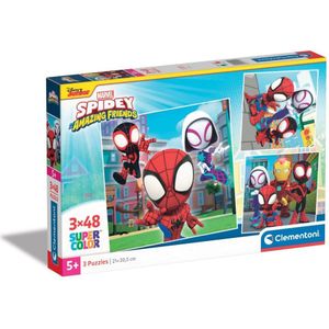Clementoni - Supercolor Puzzle - Marvel Spidey And His Amazing Friends - 3x48 Pièces - Fabriqué En Italie