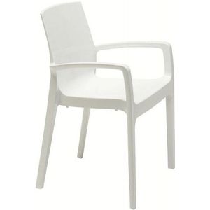 Grandsoleil Upon Cream Higlopp stapelbare fauteuil, Polycarbonaat, glanzend wit, 51 x 58 x 82 cm