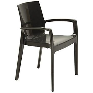 Grandsoleil Upon Cream Higlopp stapelbare fauteuil, Polycarbonaat, glanzend antraciet, 51 x 58 x 82 cm