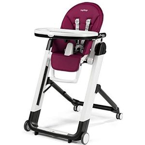 Peg Perego Siesta Follow Me - Berry - Design hoge stoel met baby ligfunctie en Stop&Go-systeem met geheugenfunctie, imitatieleer, wit-rood