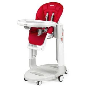 Peg Perego Tatamia Follow Me Kinderstoel voor baby's, multifunctioneel, ligstoel, schommel, 6 wielen, opvouwbaar, voor kinderen van 0 tot 3 jaar (0-15 kg), aardbeien