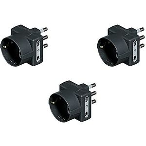 BTicino S3611GKIT 3-delige stekkeradapterset met 3 stopcontacten met elk 1 Schuko-stopcontact, multifunctionele stekker, Duitse standaard en 2 stopcontacten, klein, 10 A, 1500 W, 250 V, wit, verkocht