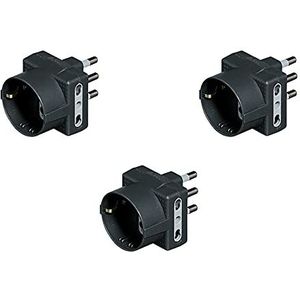 BTicino S3611GKIT 3 stuks sorteeradapter 1x Duits stopcontact 2x 10/16A dubbel stopcontact 1500W 250V antraciet