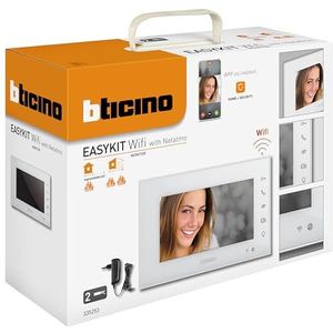 Bticino 335253 WIFI video-intercom met extra 2-draads monitor, 7-inch display, kleuren met handsfree, touchscreen, app-bediening, tweede display voor tweegezinswoningen