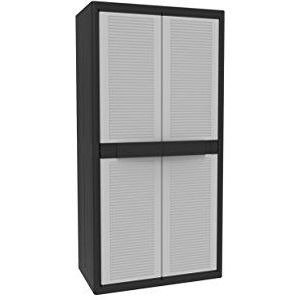 Terry Jumbo Cab 2900 Qblack binnen- en buitenkast met 2 deuren, 3 verstelbare planken voor binnen, grijs/zwart, 89,7 x 53,7 x 180 cm