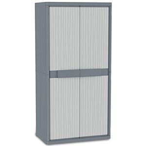 Terry, Jumbo 3900 UW, kast met twee deuren voor binnen en buiten, verticale verdeler, 4 interne planken. Materiaal Kunststof, Afmetingen 89,7x53,7x180 cm, Kleur grijs