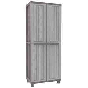 Terry, Jwood 268 Indoor Outdoor kast met 2 deuren, 3 verstelbare interne planken. Materiaal: kunststof, afmetingen: 68x37,5x170 cm