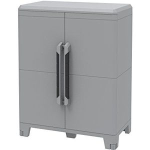 Terry Transforming Modular 2 multifunctionele kast voor binnen en buiten, 2 deuren, kunststof, grijs, 78 x 43,6 x 101,6 cm