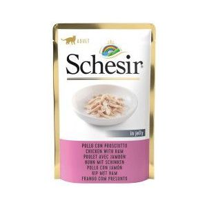 Schesir kip met ham (jelly) natvoer kat (zakjes 85 g)