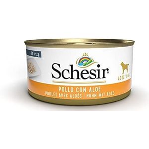 Schesir Dog Puppy kippennet met aloë vera, voor puppy's in gelei, 18 verpakkingen à 150 g