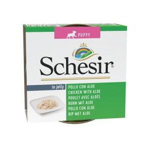 Schesir Puppy kip met aloë (jelly) natvoer hond (blikjes 150 g)