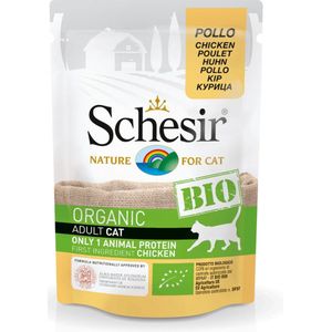 Schesir Cat Bio Monoproteïne kip natvoer 16 zakjes x 85 g