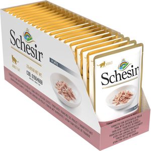 Schesir Cat Jelly Tonijn met kippenworst, nat kattenvoer in gelei, 20 zakjes x 85 g