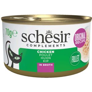 Schesir, Natvoer voor volwassen katten met smaak, tonnetto met rand, zachte gelei filets - totaal 2,04 kg (24 blikjes à 85 g