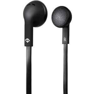 Meliconi MySound Speak Flat, headset met microfoon geïntegreerde bedieningselementen, ideaal voor smartphones. Vlakke, veilige kabel, 3,5 mm jackstekker, lengte 1,2 m, zwart