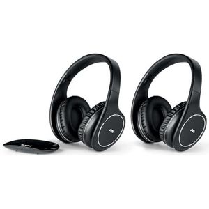 Meliconi HP Easy Digital Bundle, 2 draadloze stereo tv-headsets, 100% digitaal, met analoog/digitale audio-ingang en dimensionale zenderbasis zwart