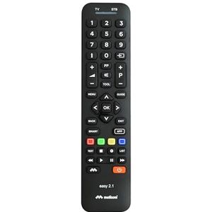 Meliconi Easy 2.1 Universele 2-in-1 afstandsbediening, vervangt en combineert de afstandsbedieningen van 1 TV en 1 Decoder, volledig keypad, specifieke toetsen voor smart TV.
