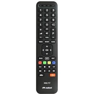 Meliconi Easy 4.1. Universele 4-in-1 afstandsbediening, vervangt en combineert tot 4 afstandsbedieningen voor Smart TV, digitale en satellietdecoders, DVD, Blu ray en andere apparaten