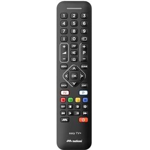 Meliconi Universele Smart TV-afstandsbediening met volledig toetsenbord, leer- en memofuncties, kinder- en vriesmodus, webondersteuning, telefoonhulp, universele compatibiliteit voor televisie