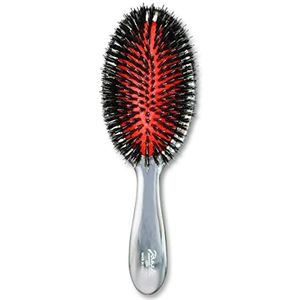 Janeke - Chromium Line - Ovale Haarborstel - 22 x 7 cm - Natuurlijke Borstelharen