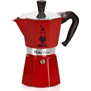 Bialetti Moka Express Percolator 6 kops Aluminium Rood