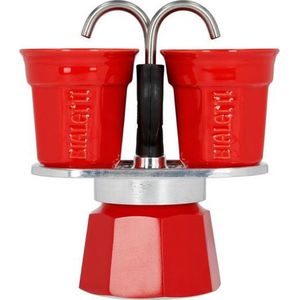 Bialetti - Mini Express - Percolator - Aluminium - 2 kops - Rood - Inclusief 2 kopjes