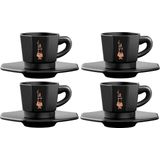 Bialetti Perfetto Espresso Kop en Schotel - Mat Zwart - set van 4 stuks